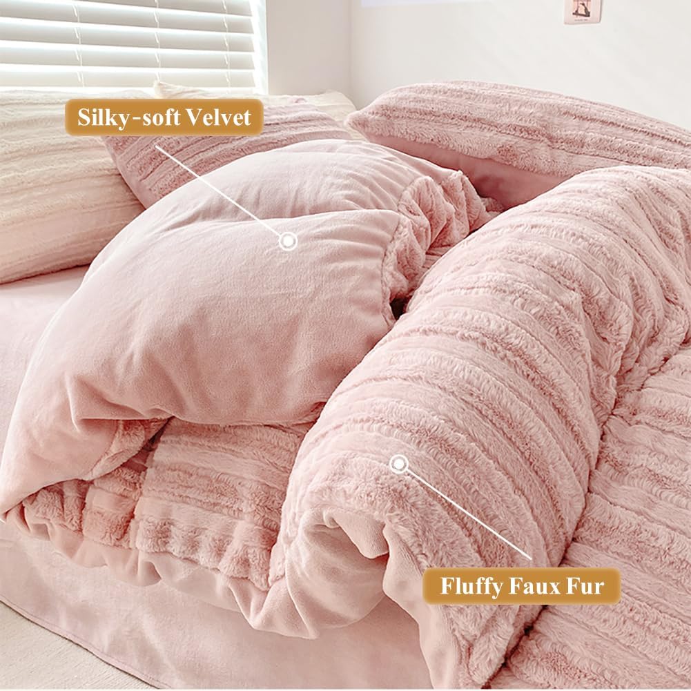 Capa de Edredão Peluche 220x240 Rosa + 2 Fronhas 65x65cm - 2