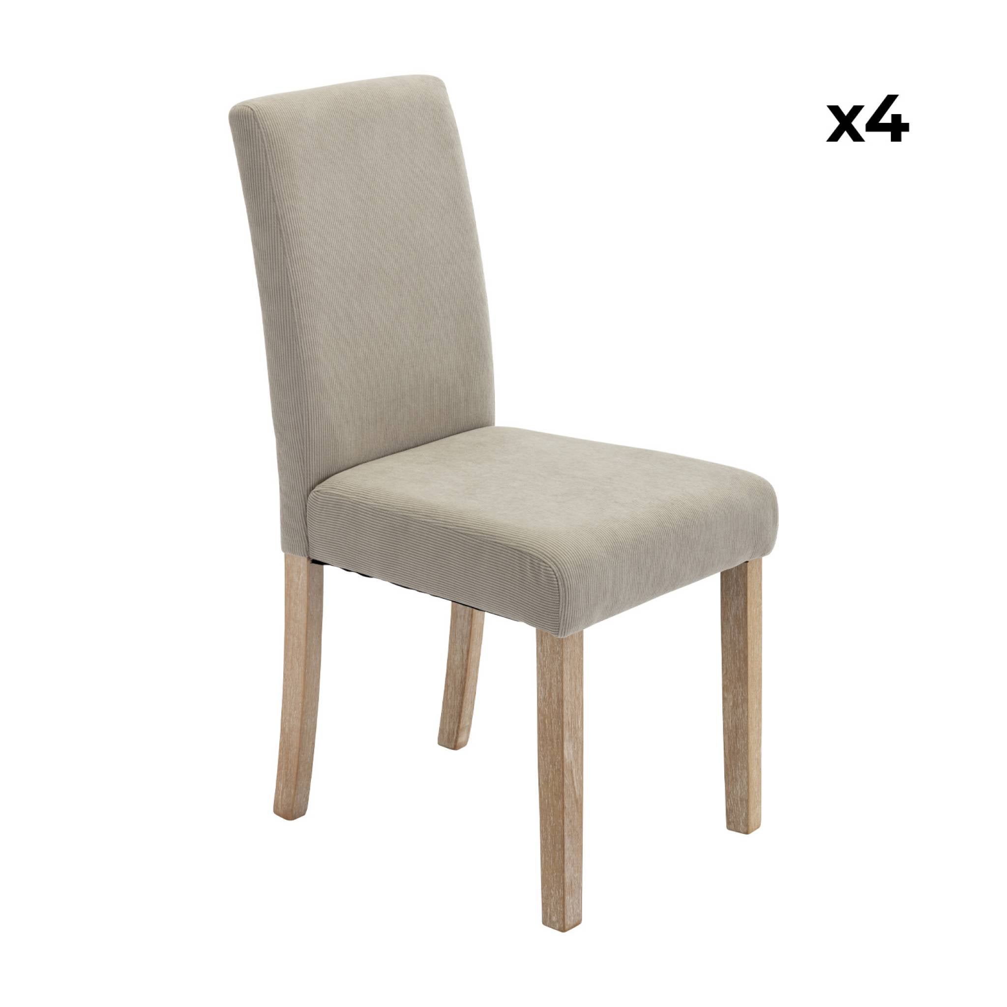 Lot de 4 chaises RITA velours côtelé pieds en bois d'hévéa cérusé RITA - 6