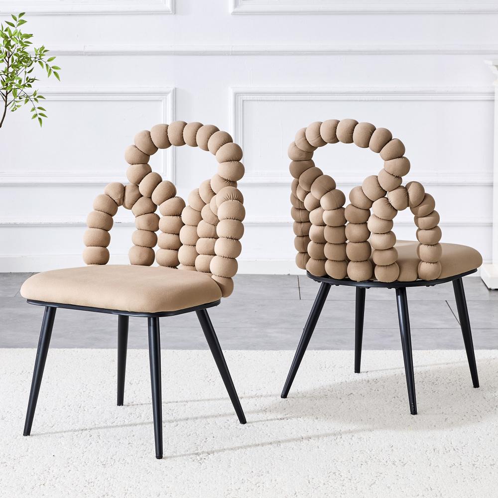 Chaines Set Chaises de Salle à Manger en Velours Camel (Set de 2) avec Dossier en ...