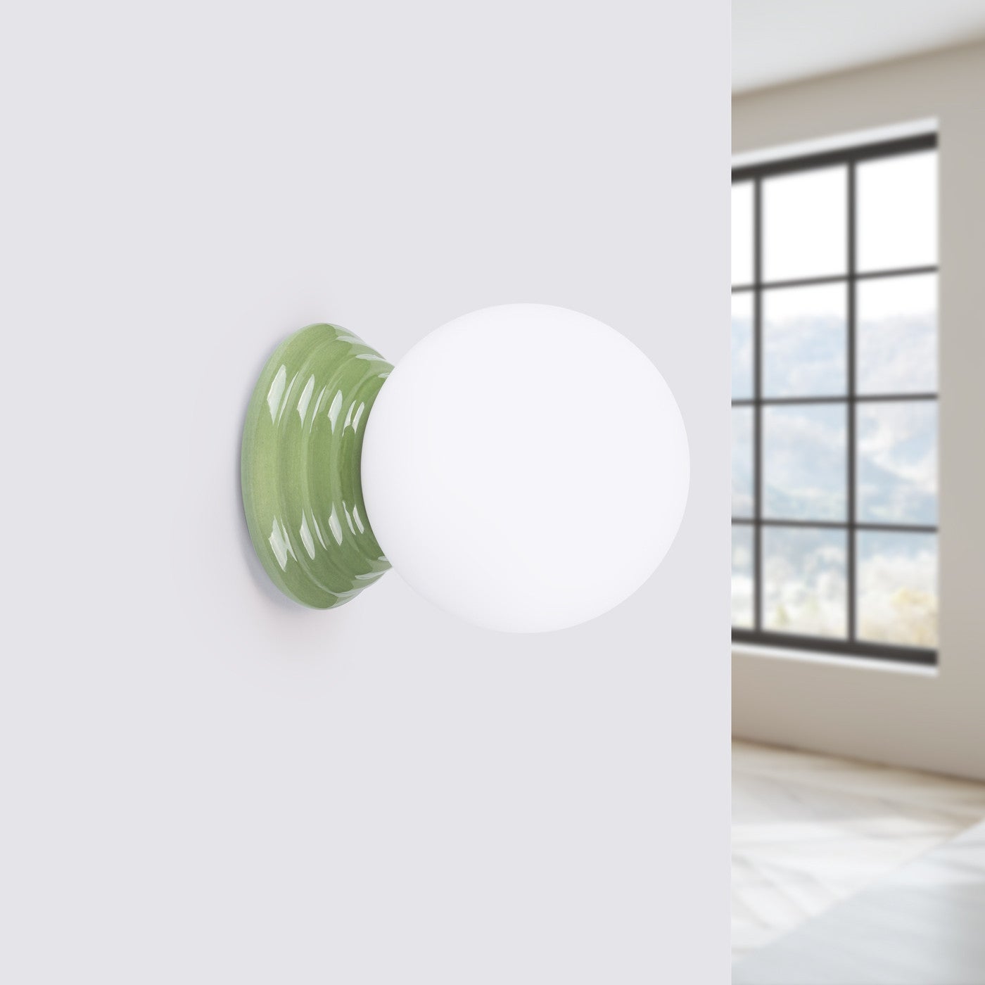 Kinkiet ścienny ceramiczny szkliwiony ZORI zielony oliwkowy 1xG9x15W ceramika / gips wym:12x12x16cm IP44 Sollux Lighting - 3