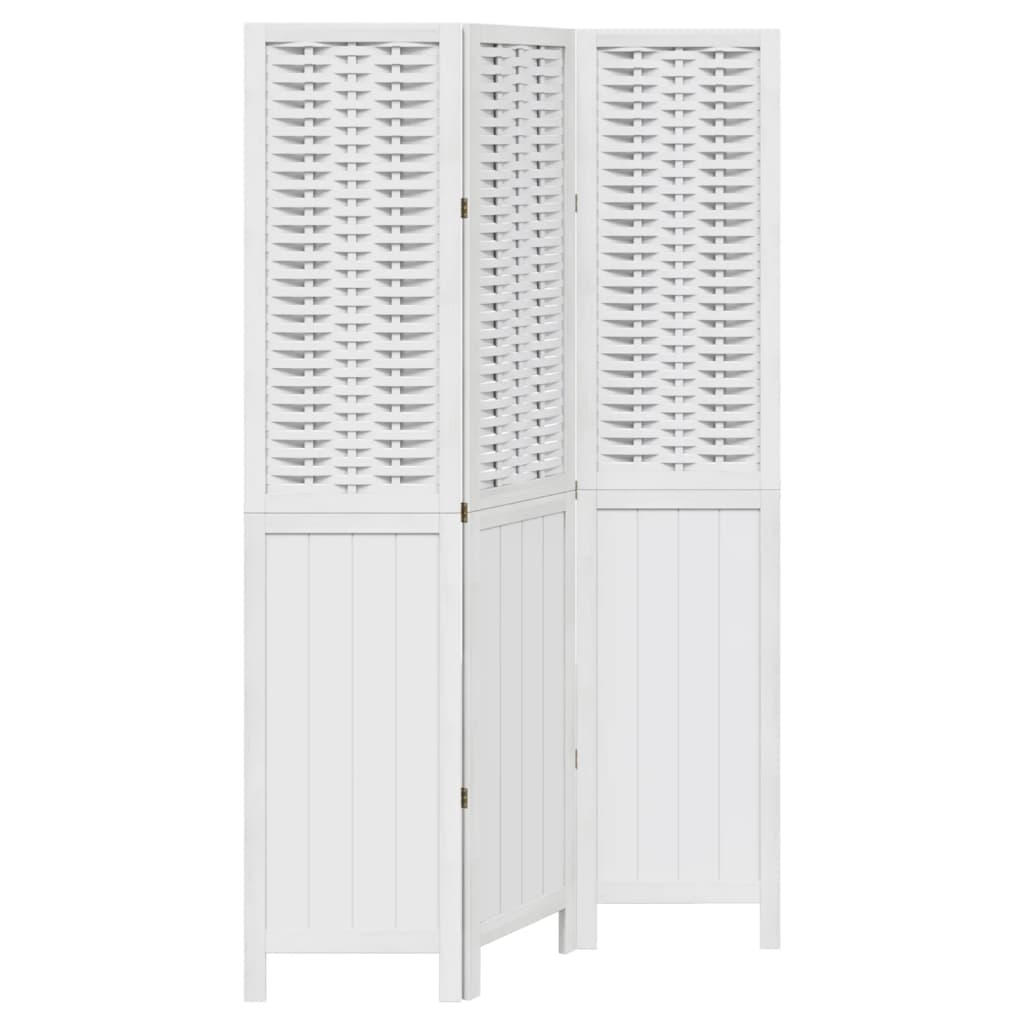 Biombo separador divisor - de 3 paneles madera maciza paulownia blanco