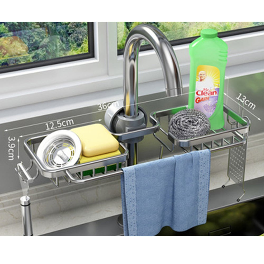 Lavello da cucina in alluminio DrainCRack Punzonatura gratuita Spazio Porta spugna Portasapone Scarico sapone Cestino portaoggetti sospeso | Leroy Merlin