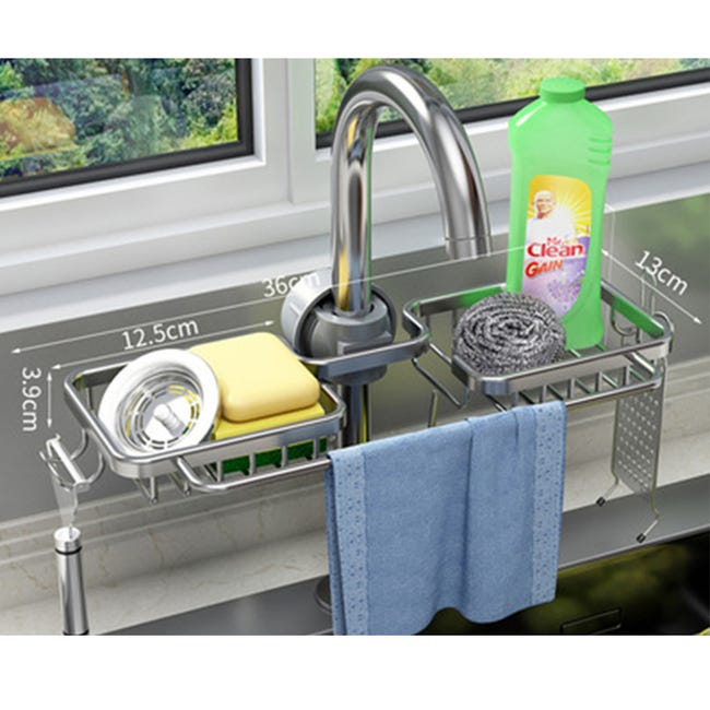 Lavello da cucina in alluminio DrainCRack Punzonatura gratuita Spazio Porta spugna Portasapone Scarico sapone Cestino portaoggetti sospeso | Leroy Merlin Lavello da cucina in alluminio DrainCRack Punzonatura gratuita Spazio Porta spugna Portasapone Scarico sapone Cestino portaoggetti sospeso | Leroy Merlin