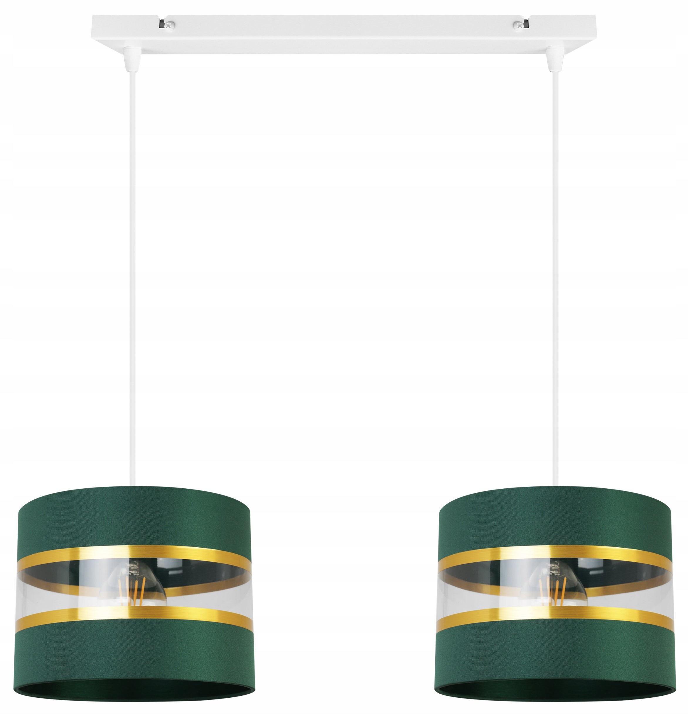Lampa sufitowa wisząca Elegance Gold modern 2xE27 abażur walec biało/zielony Light Home LH