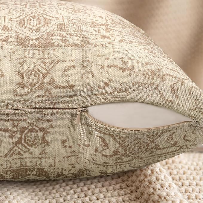 Lot de 2 Housses de Coussin Bohème Beige, 45x45 cm, Motif Mandala, Style Léger et Moderne pour Canapé, Fauteuil, Salon - 3