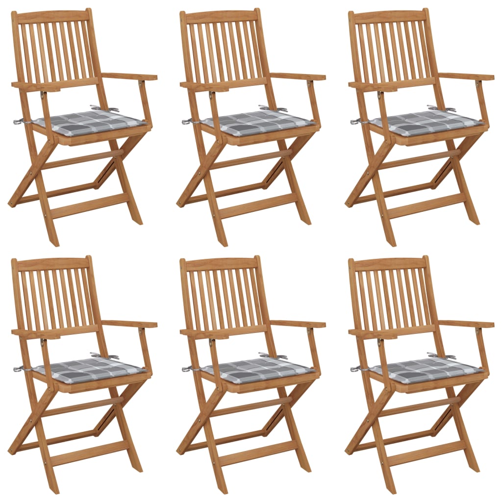 Chaises pliables de jardin 6 pcs avec coussins Bois d'acacia - 2