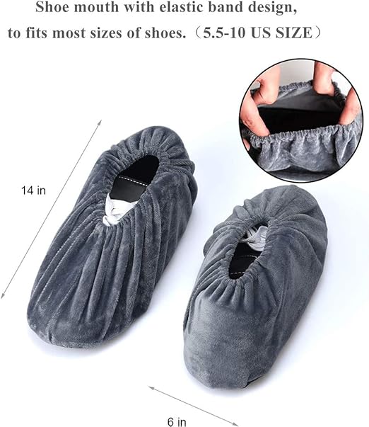 8 Paires Couvre-Chaussure Lavable Surchausson Tissu Réutilisable Chausson avec Flanelle Pantoufle pour Maternelle/Maison/Bureau Informatique - 3