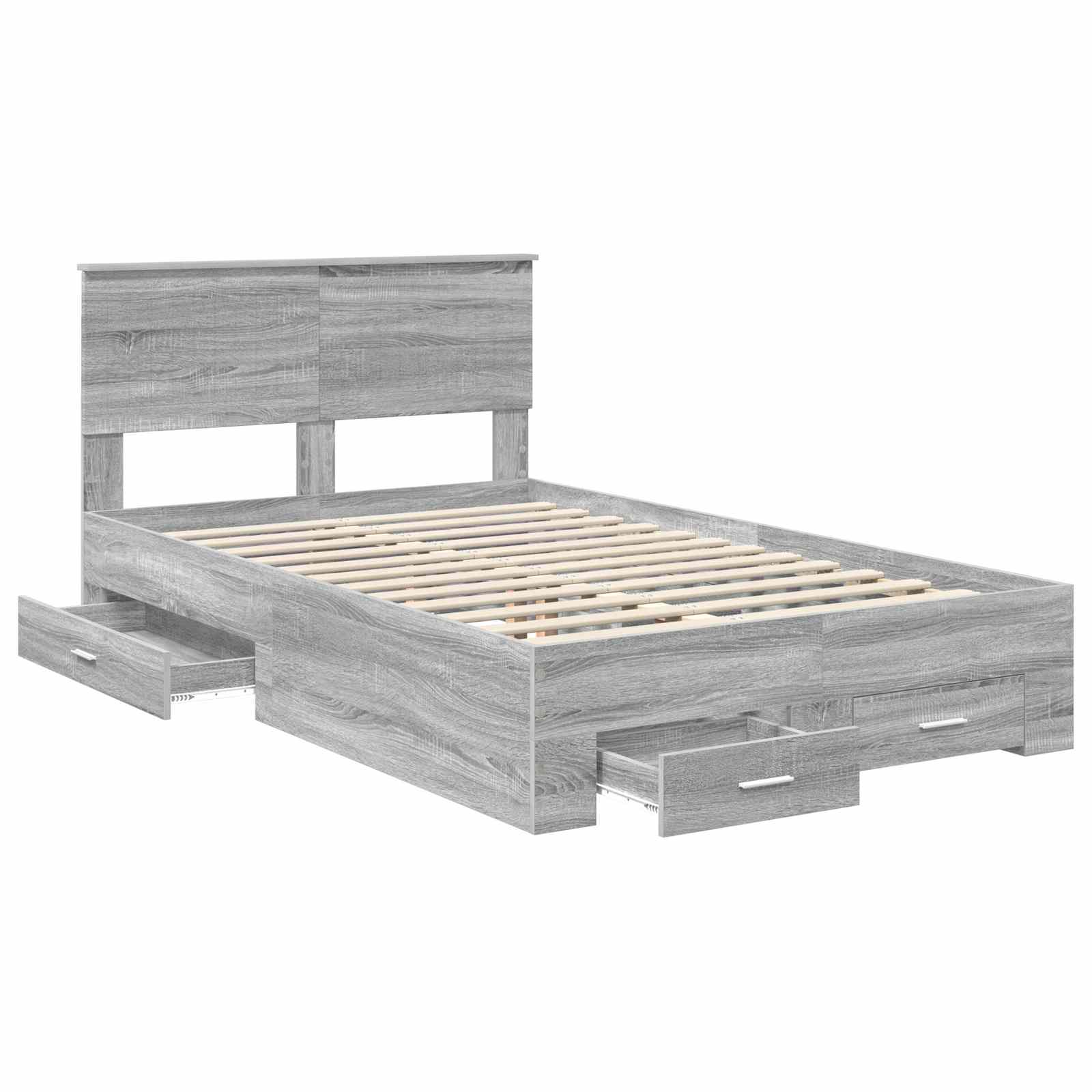 Cadre de lit en panneau de bois gris pour la chambre, 120 × 200 cm - 5