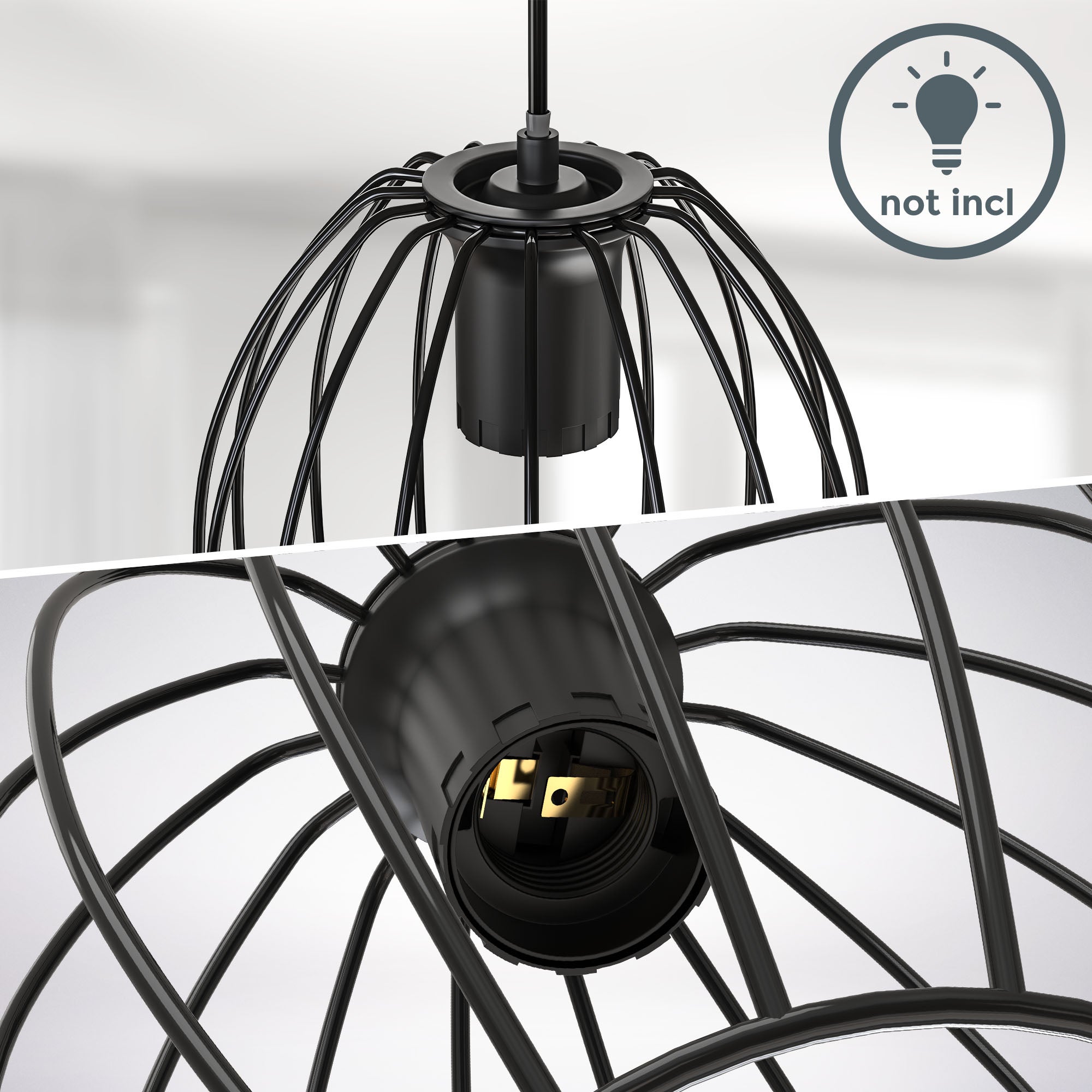 Suspension - lampes - métal noir - 3xE27 sans ampoules - IP20 - design moderne - B.K.Licht - 3