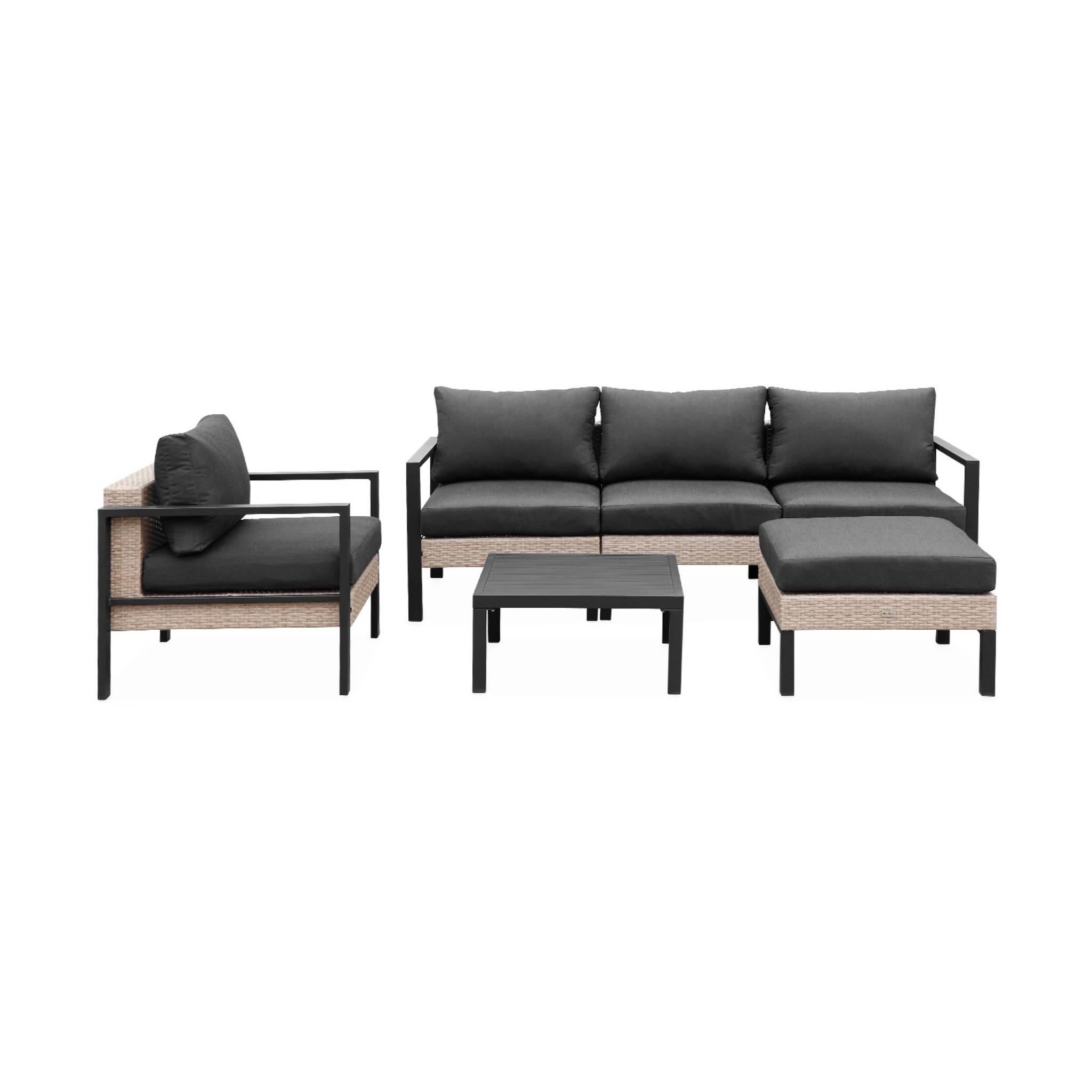 Salon de jardin VELLETRI. gris foncé. aluminium. résine tressée. 5 places L68 x P74 x H63/76cm VELLETRI - 6