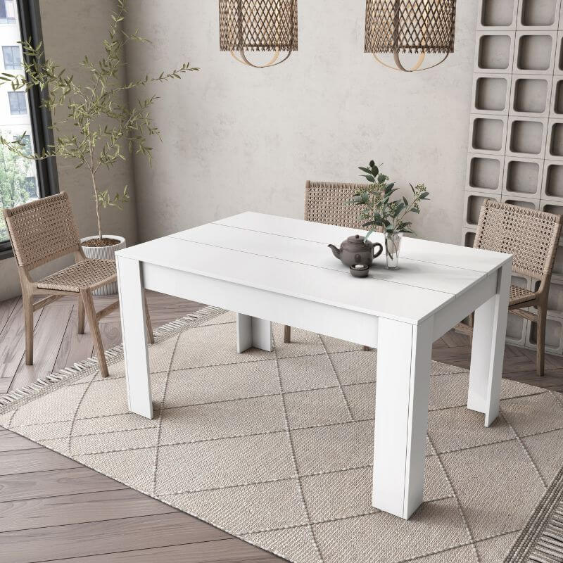 Mesa de comedor Bass extensible blanco mate 76,1x140,4-200x90,4 cm - 6