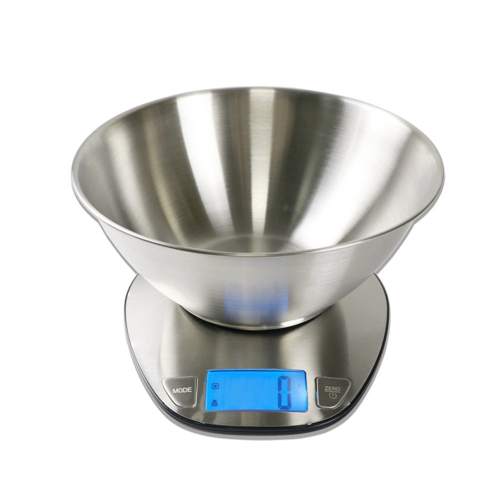 5 kg cyfrowa waga kuchenna z wyświetlaczem LCD + stal nierdzewna + szkło hartowane - dokładność do 1 g - g/kg/lb:oz/ml/fl'oz - ładowanie przez USB