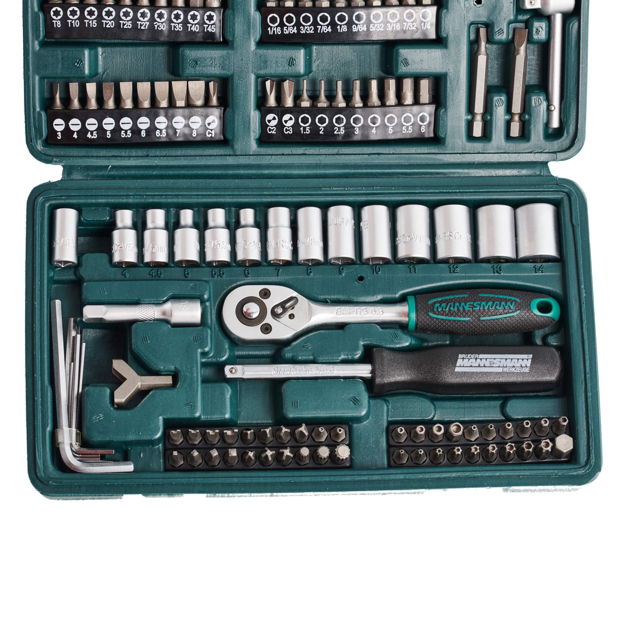 Mannesmann M29166 - Set chiavi a tubo, a cricchetto, In valigetta di plastica, 130 pezzi - 3