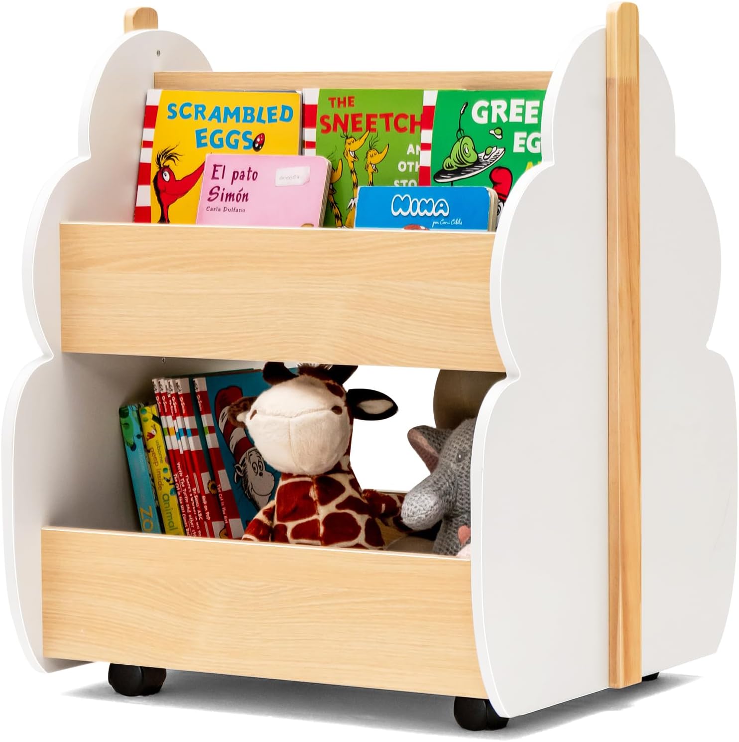 Bibliothèque Montessori Enfant Avec 6 Bacs De Rangement - 83x30x75 Cm - Étagères Tissu, Structure Métal
