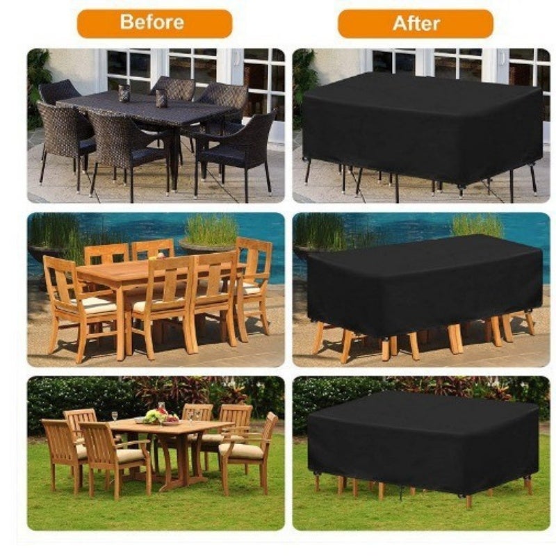 Housse pour mobilier de jardin, housse de table de jardin 180*100*75 cm, coupe-vent et résistante aux UV, tissu Oxford 420D - 4