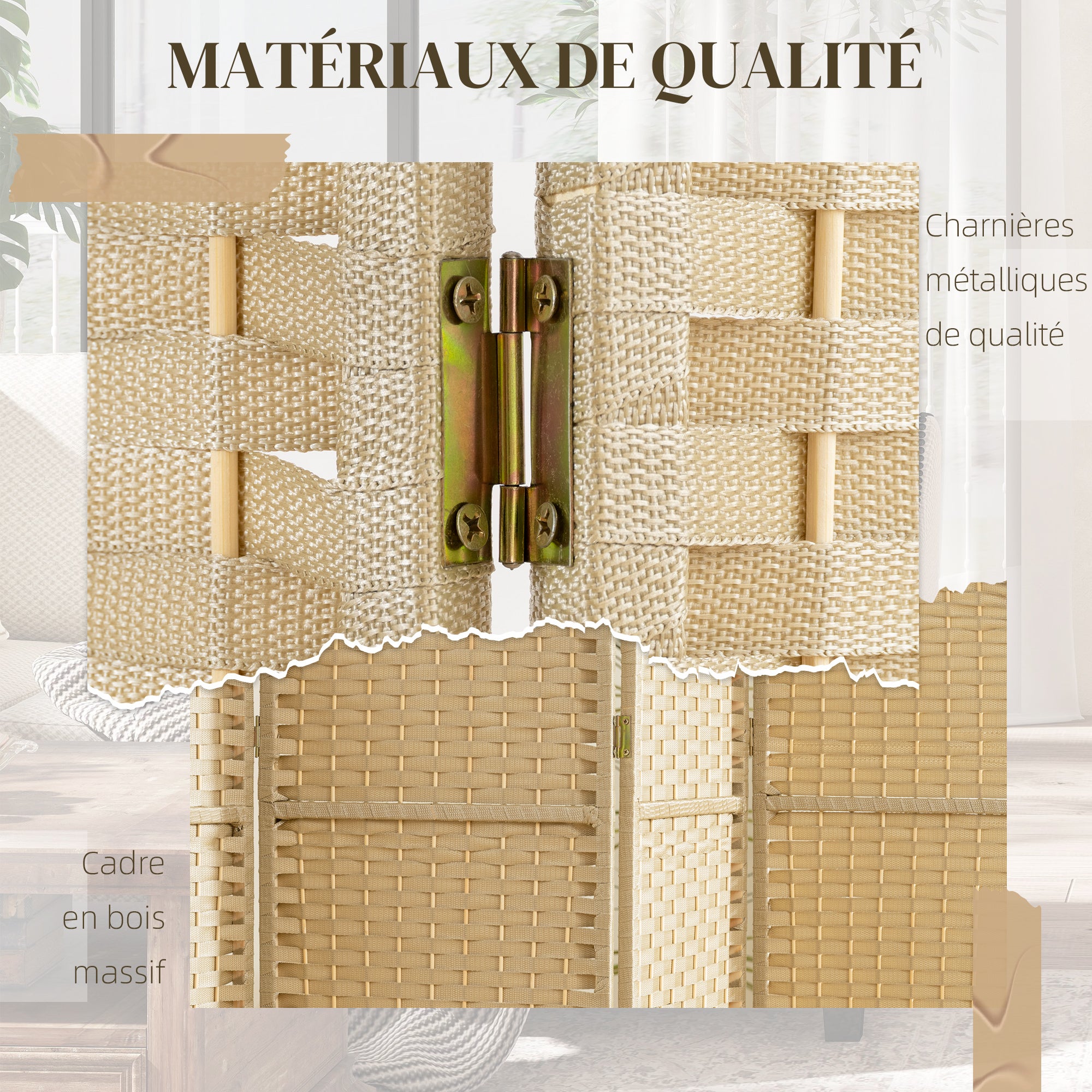 Paravent interieur bois de pin HOMCOM - 6