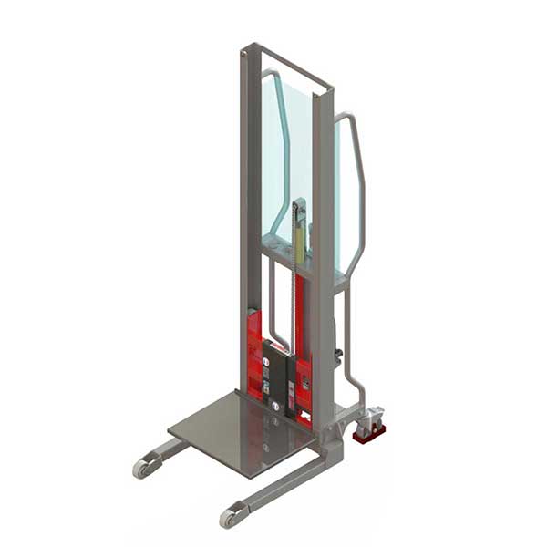 Gerbeur manuel avec plateau inox - Levée max 1350 mm - Charge max 100kg - Agroalimentaire, industries chimiques, pharmaceutiques - 8090000001