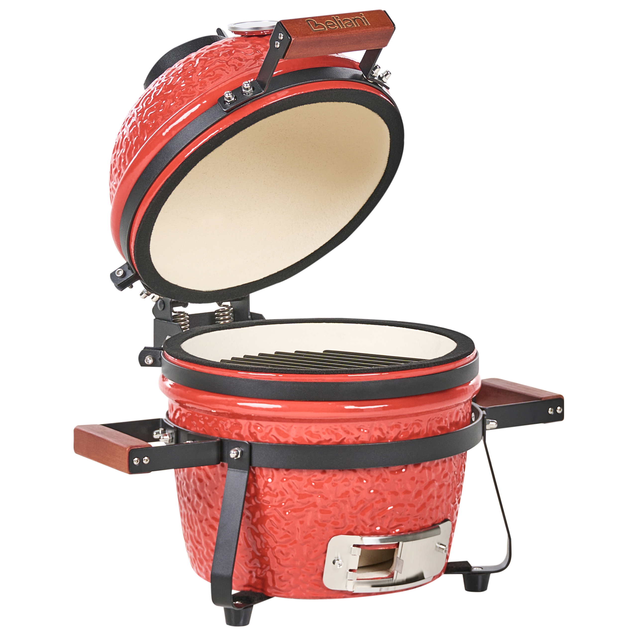 Beliani Mini Barbacoa De Kamado Cerámica Carbón/Rojo , Leroy Merlin