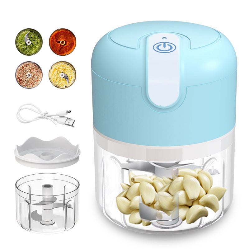 Hachoir électrique étanche 4 Lames Hachoir Électrique Sans Fil Rechargeable 250 Ml - Mini Robot Cuisine Pour Ail, Légumes, Viande Et Fruits