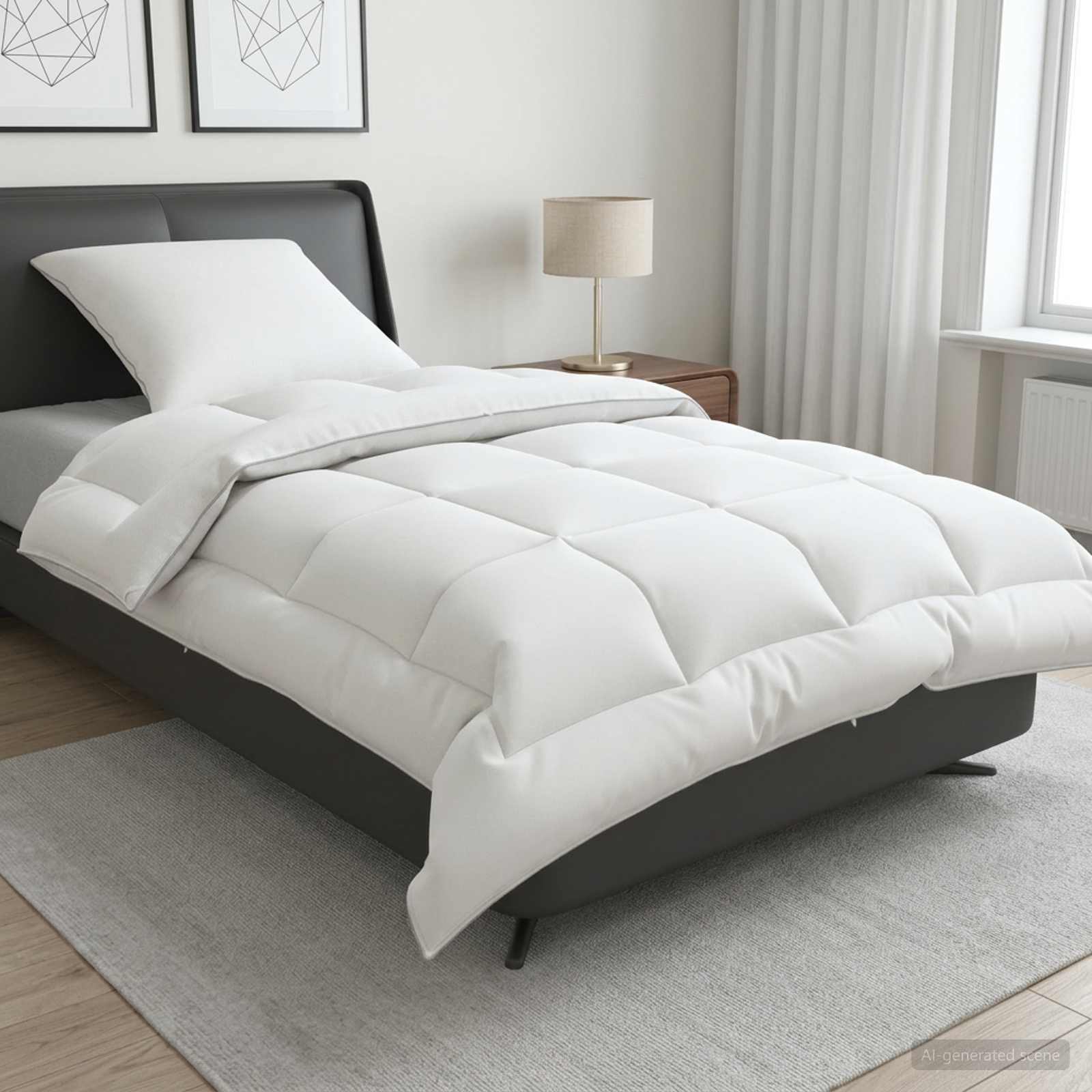 Couette et oreiller - Coton et laine - Blanc - Couette 152x203cm ...