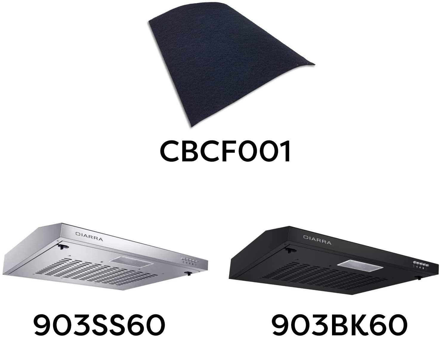 Filtre à charbon 1pcs pour Hotte CIARRA Casuqette 903 - 4