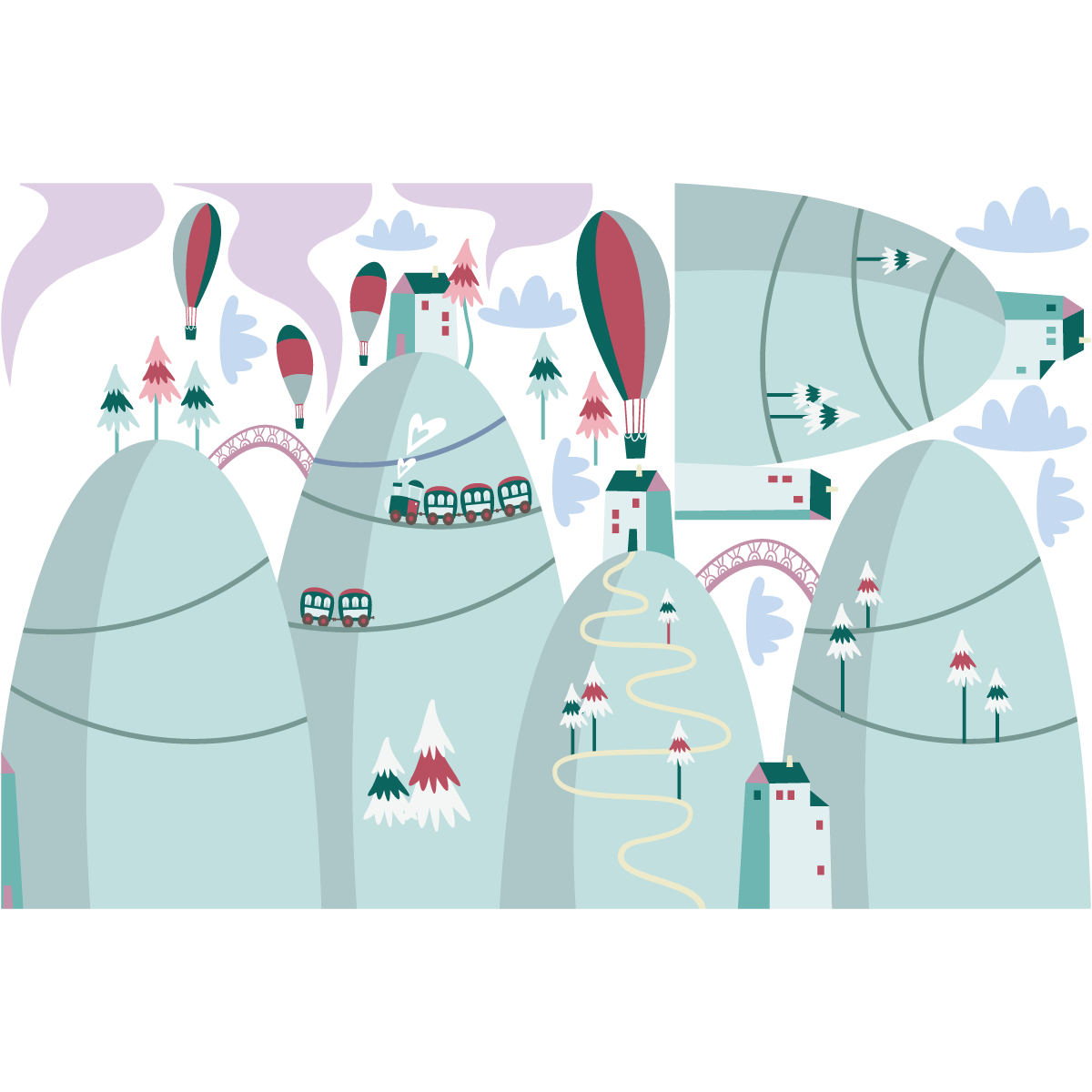 Adesivo di montagna scandinavo spettacolari mongolfiere - Sticker adesivo - adesivi murali - 40x60cm - 2