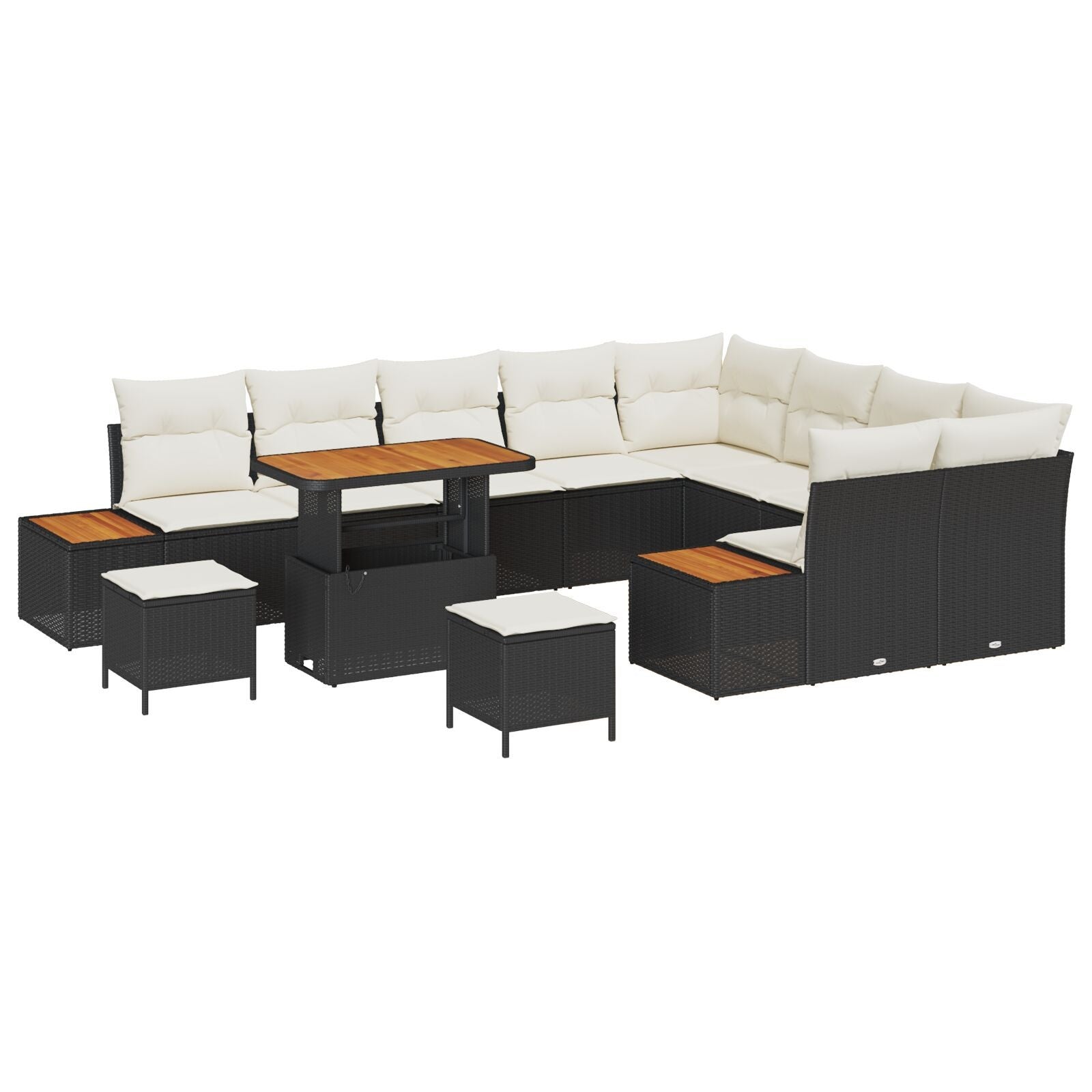Zestaw Sof na Ogród 12 pcs Czarny polirattan vidaXL