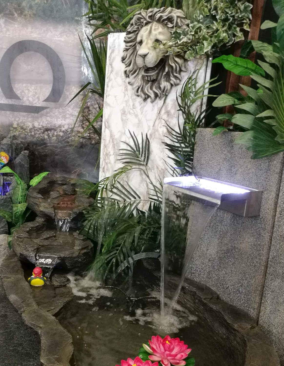 Set cascata Köhko Akaka(lunghezza 50 cm) in acciaio inox opaco 24303-set completo con pompa e bacino(65 litri) altezza di montaggio fino a circa 50 cm - 3