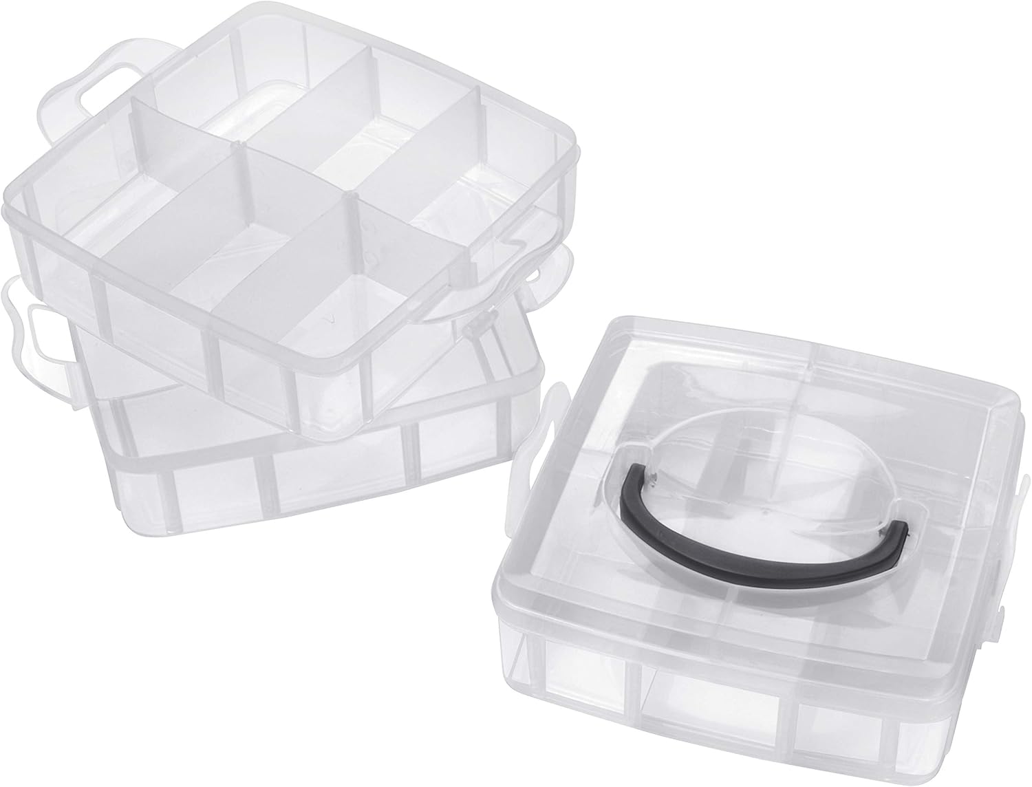 Boite Rangement Compartiment - Boite de Rangement Compartiments Amovibles et  Empilables 3 Etages en Plastique Transparent - Boite Rangement | Leroy  Merlin
