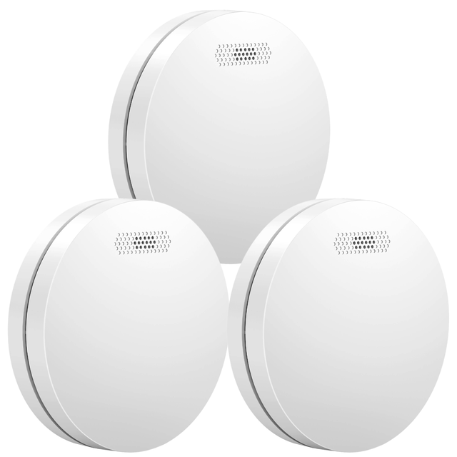 Aroha Link Rilevatore di Fumo/Calore Collegabile - Batteria da 10 Anni, Sensore Fumo Interconnesso - Allarme Anticendio - 3 pezzi