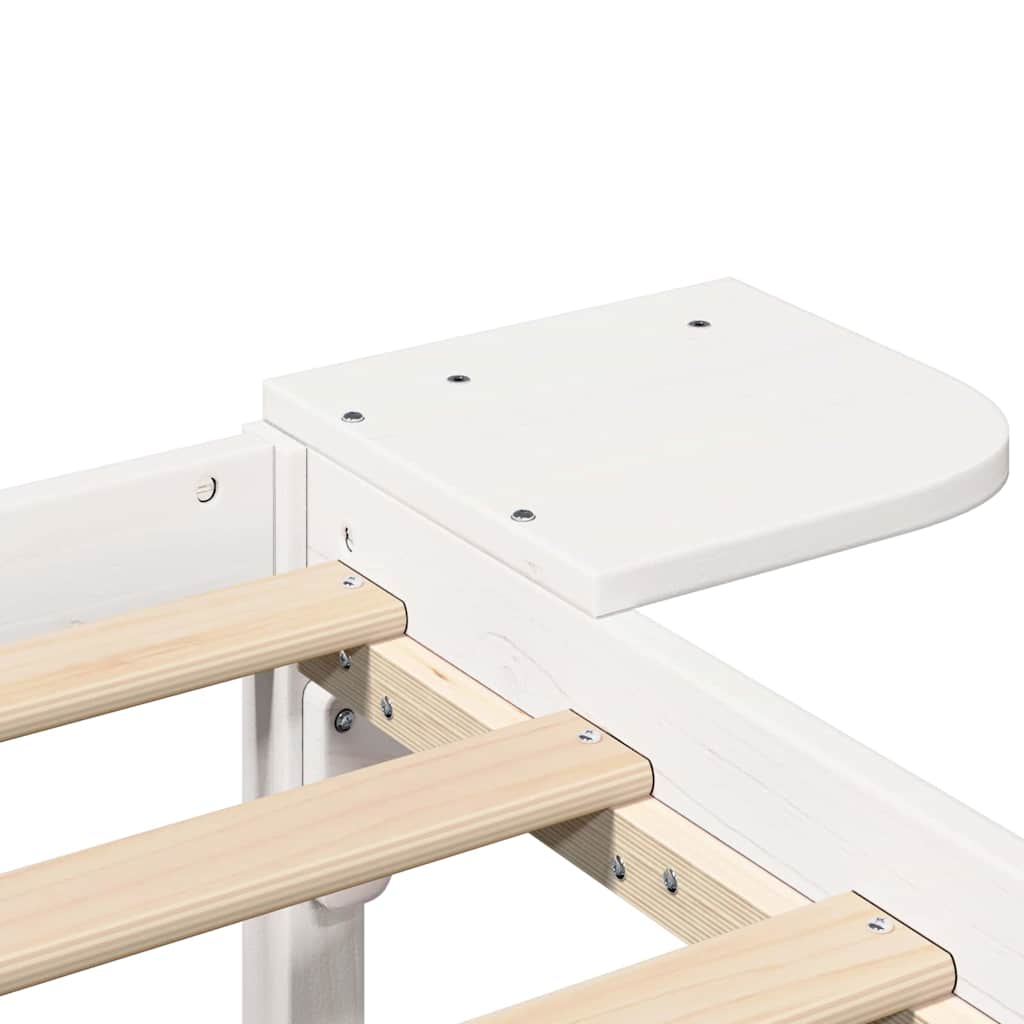Cadre de lit blanc en pin massif pour la chambre, 150 × 200 cm - 8