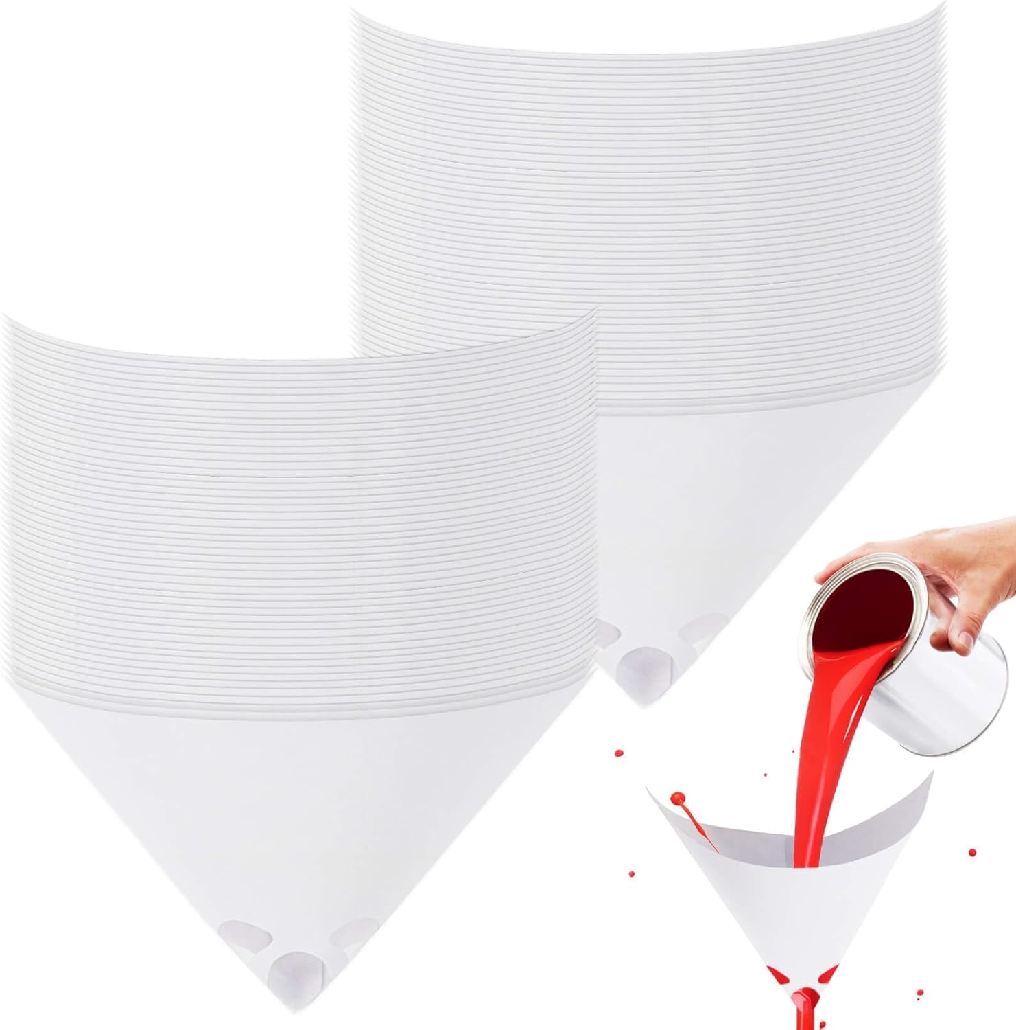 100 Filtri Conici Di Carta Per Pittura – Con Rete Fine In Nylon, Monouso, Per Vernici E Resine