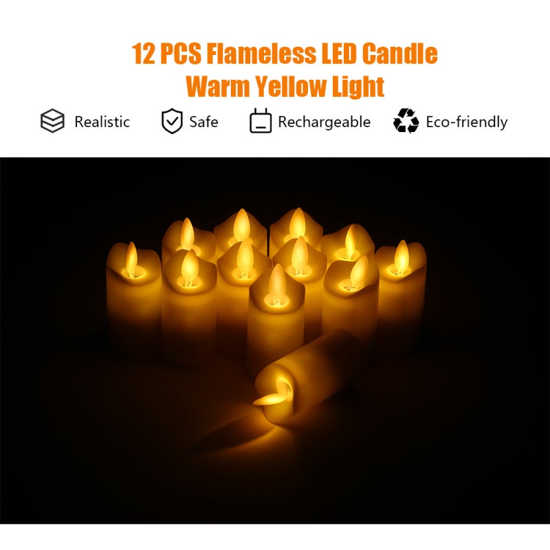 Homemory - Paquete de 12 velas LED sin llama funcionan con pilas, velas