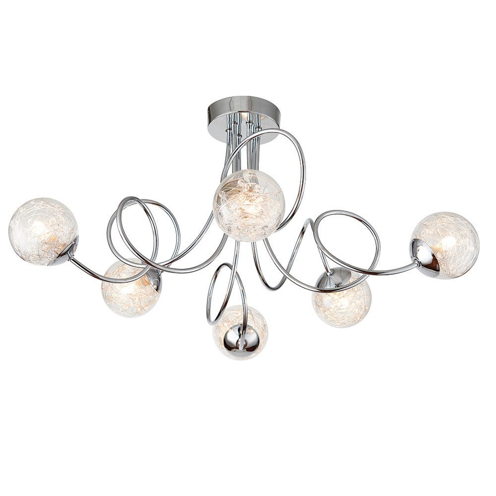 Lampa sufitowa pętlowe ramiona AURIA chromowana 6xG9x8W metal wym:30x71x71cm IP20 Endon
