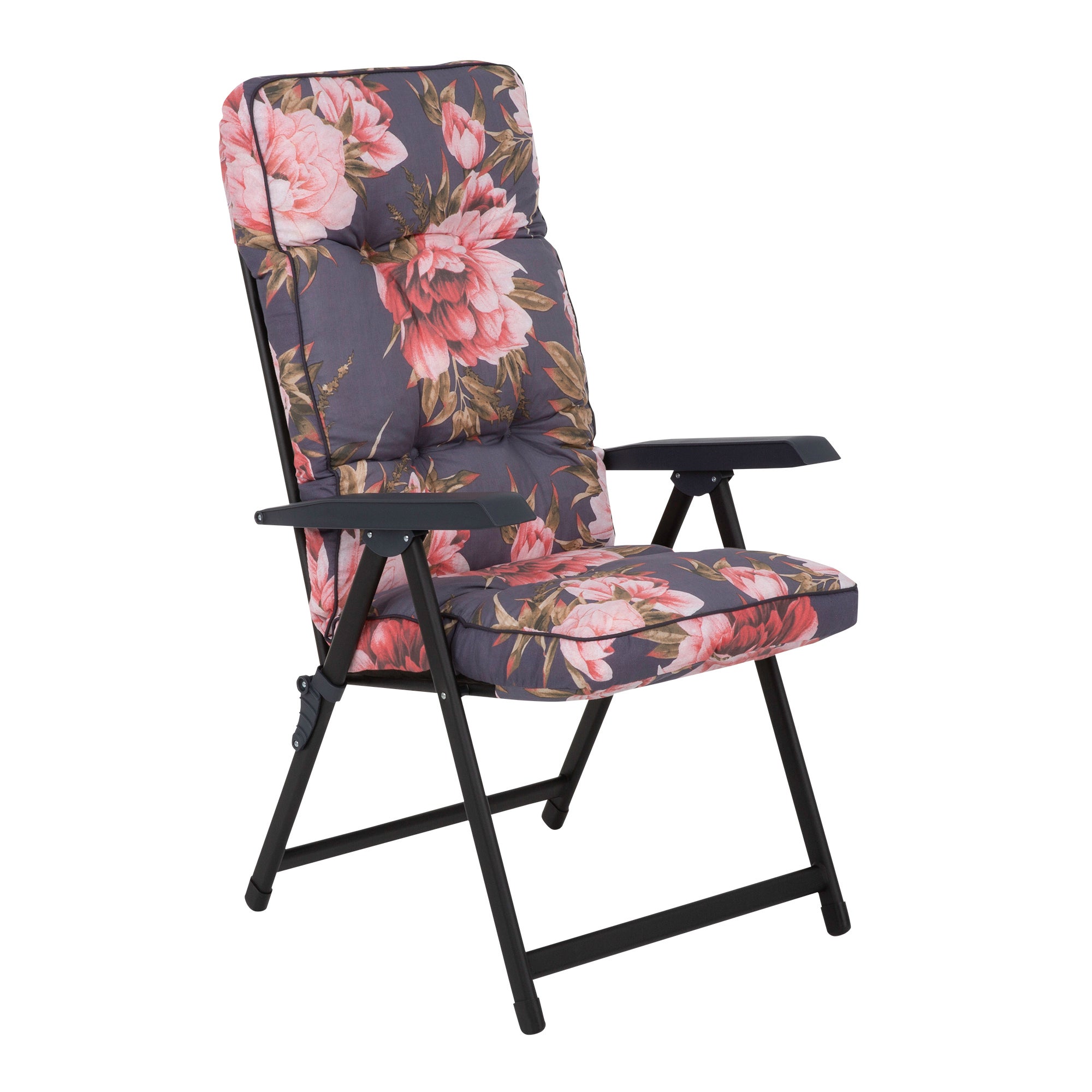 Fotel ogrodowy rozkładany Lena Black Edition motyw kwiatowy Patio