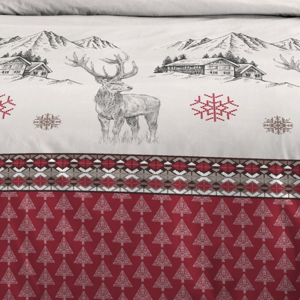 Parure housse de couette bauges rouge 240 x 220 cm – 100 % coton - 220x240cm - Rouge - 3