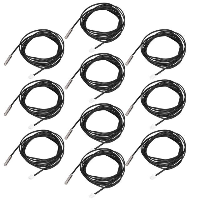 Lot de 10 sondes de température à thermistance, tête cylindrique, longueur de câble de 2 mètres, sonde de température pour systèmes industriels (1