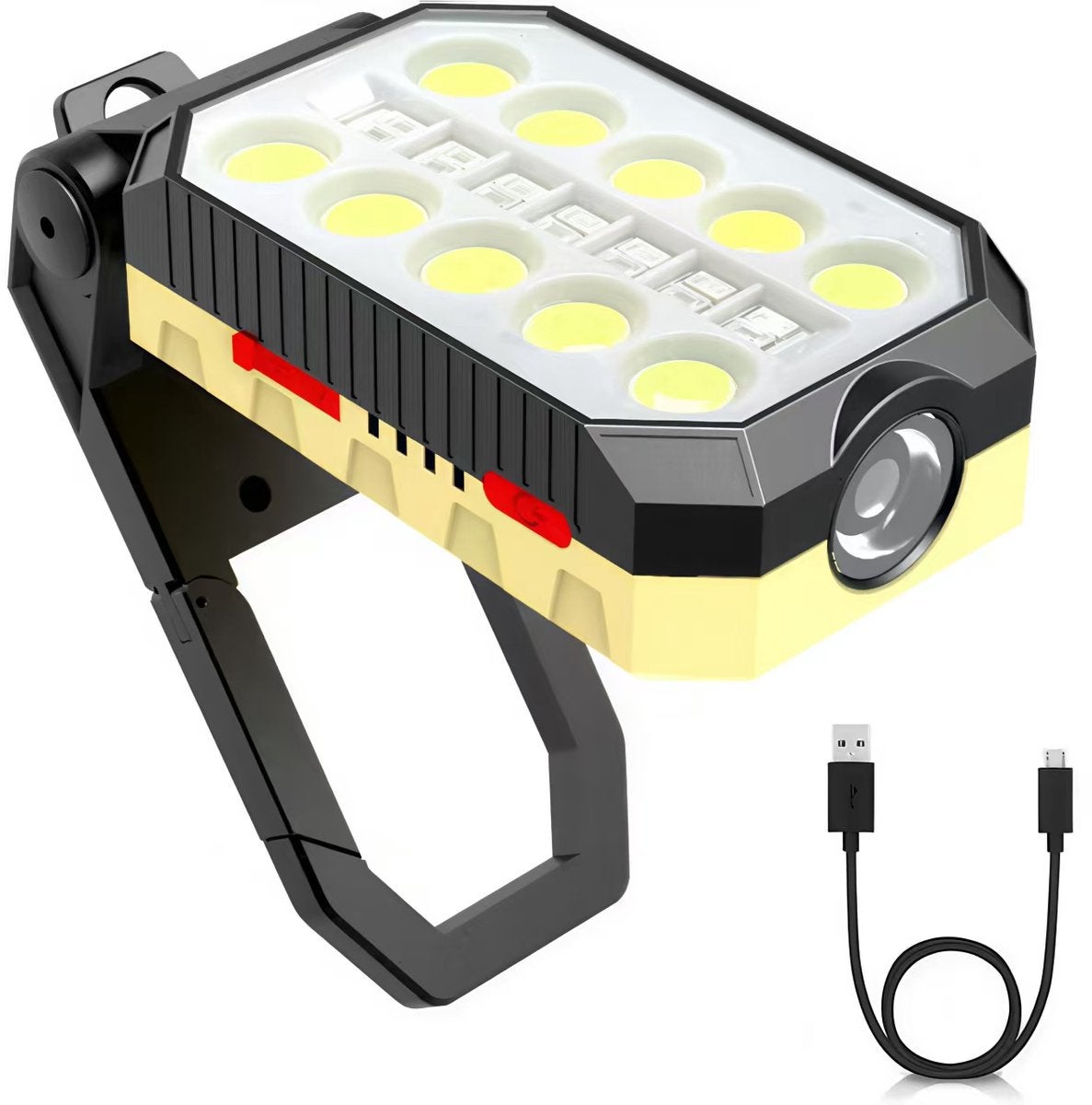 Lampă de lucru magnetică LED reîncărcabilă, portabilă, cu cârlig, indicator al nivelului bateriei, magnet puternic, 4 moduri de iluminare