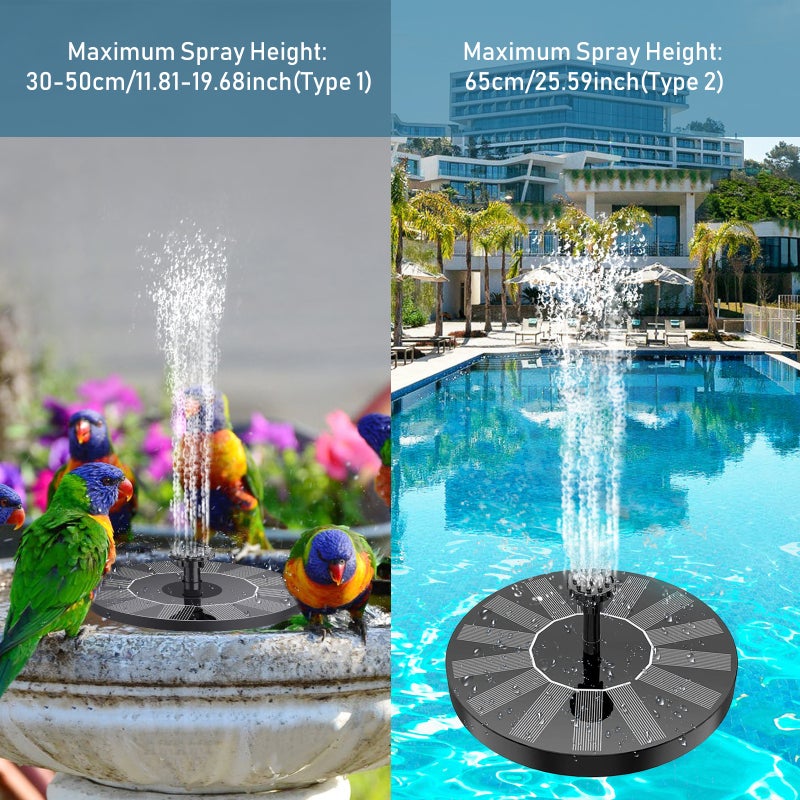 Pompe solaire 1W avec 6 buses, pompe à eau stationnaire flottante pour fontaine, bain d'oiseaux, aquarium, piscine, bassin, jardin, étang - 4