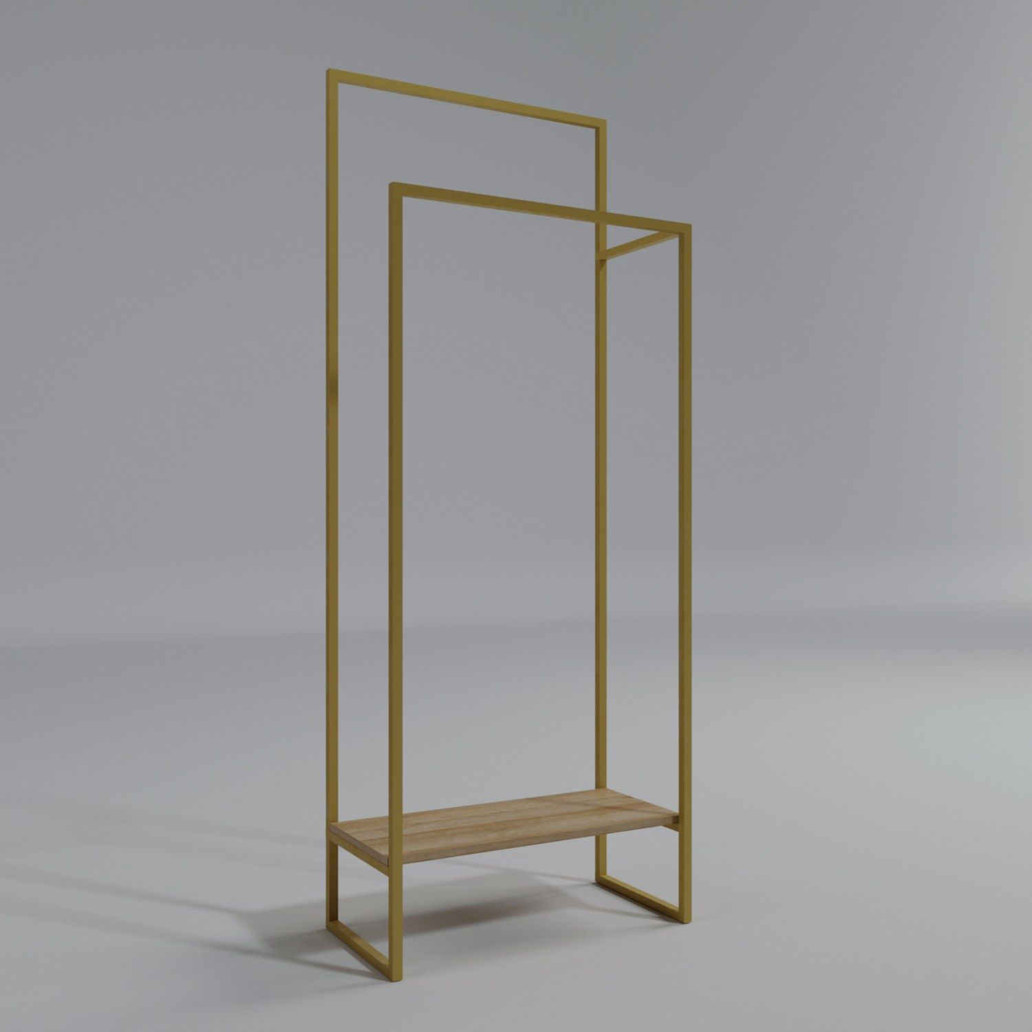 Porte vêtement Shefta L80xH160cm Métal Or et Bois clair | Leroy Merlin