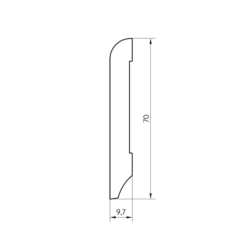 Onlywood Battiscopa Legno Massello BIANCO Laccato RAL 9010 - 70 x 10 mm - Asta da 2,4 Metri - 2