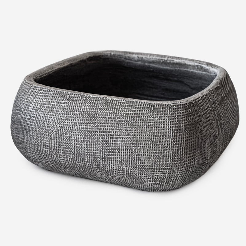 Kwadratowa szara ceramiczna doniczka 20x20x9 cm