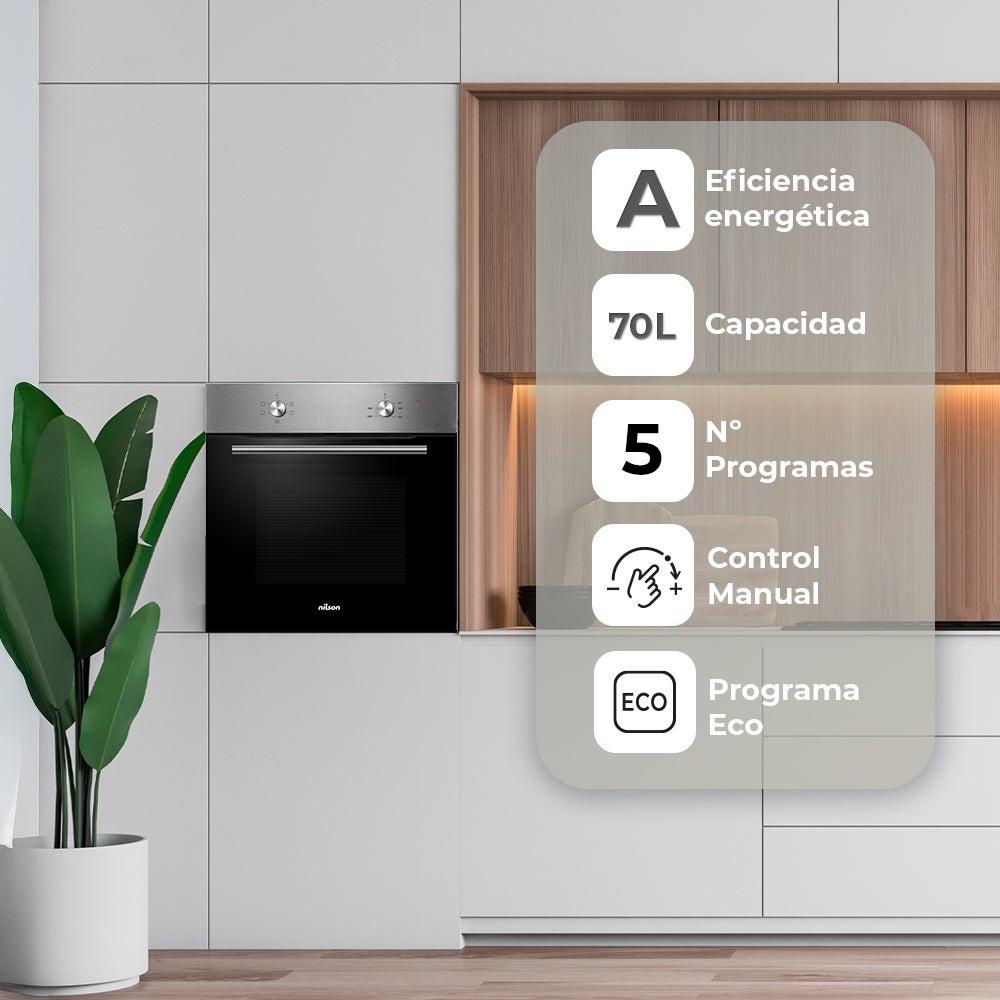 Horno Multifunción Nilson, NH4700EX, Capacidad 70 Litros, 2100 W, 4 Programas, Interior Esmaltado, Fácil Limpieza, Eficiencia Energética Clase A - 3