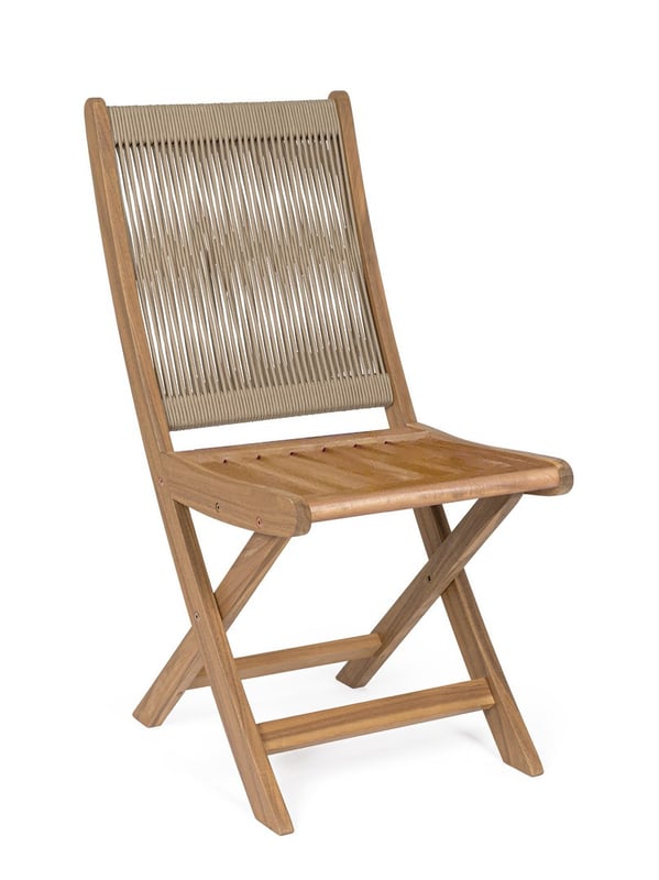 Zestaw 2 składanych krzeseł z drewna akacjowego z oparciem z polipropylenu w kolorze gołębiej szarości