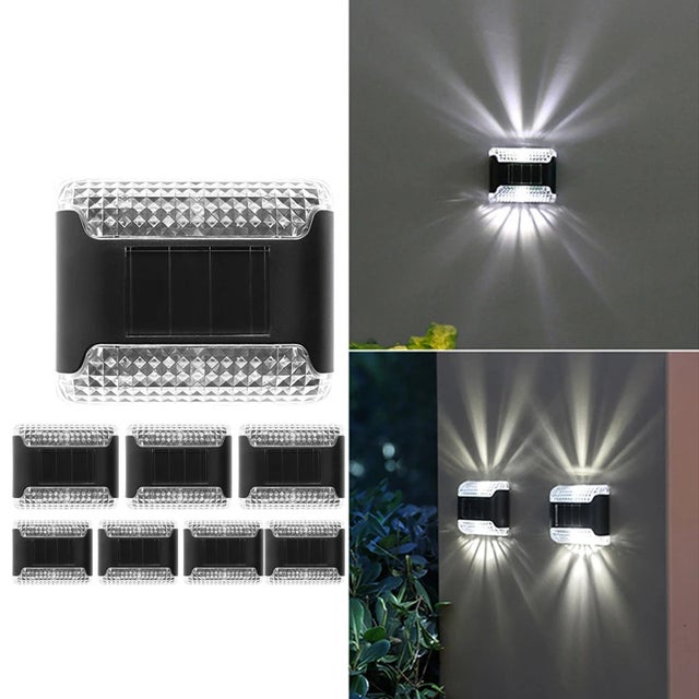 Paquet de 8 appliques solaires, applique murale extérieure haut et bas, lampe de marche LED étanche, lumières de clôture solaire pour porche de jardin