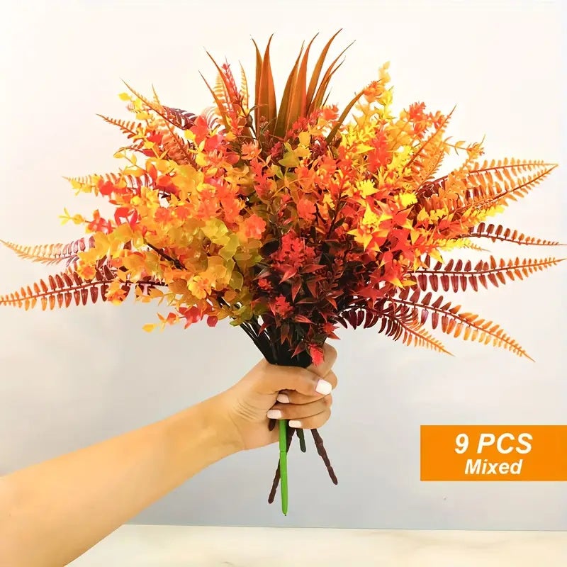 18 fasci di fiori artificiali autunnali, non sbiadiscono, piante finte