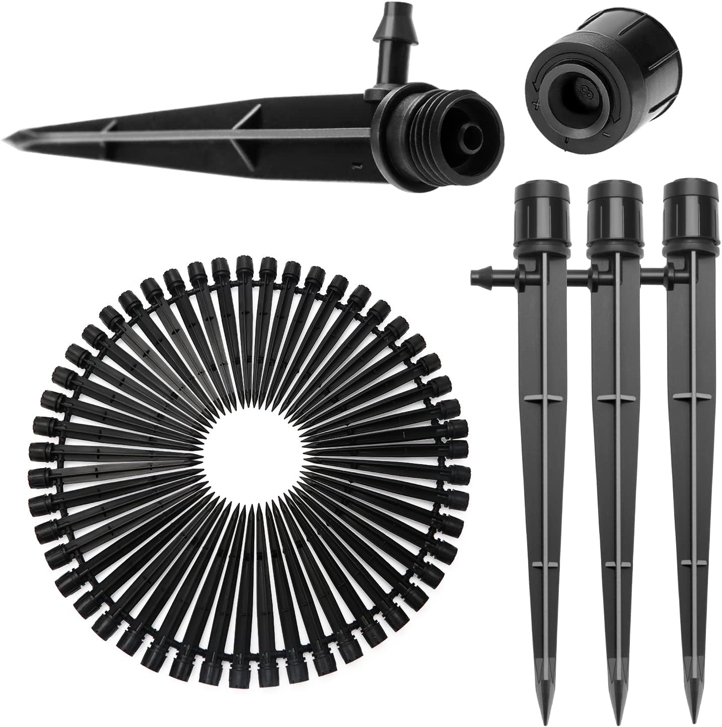 50-częściowy regulowany kroplownik do nawadniania, kroplówka ze złączem kolczastym i wspornikiem do rurki 4/7 mm, kroplownik do nawadniania z wkładką