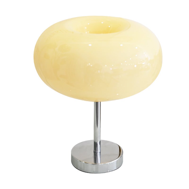 Lámpara de mesa de cristal antigua, lámpara de ambiente decorativa, amarillo crema, iluminación usb tricolor