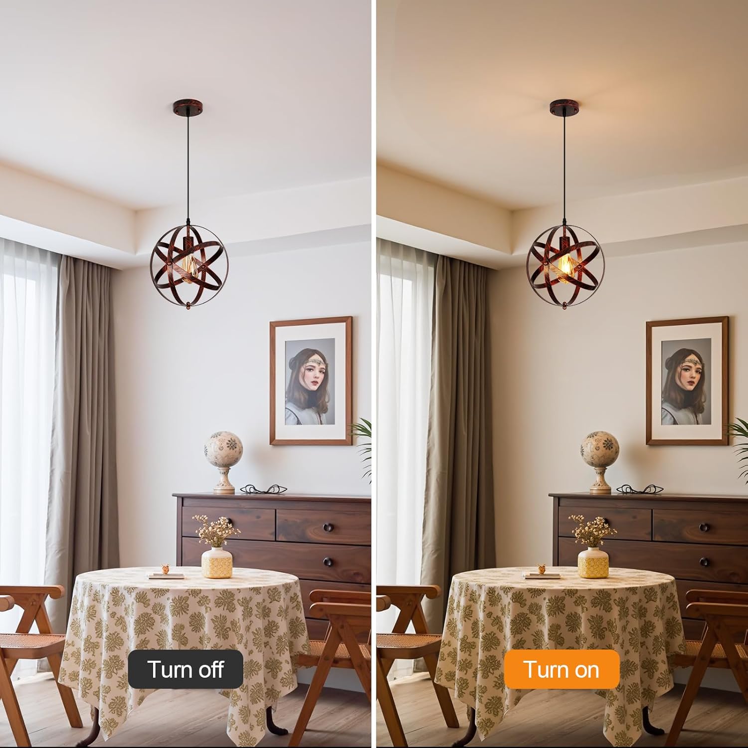 COMELY Suspension Vintage, Retro Lustre Plafonniers, E27 Industrielle Éclairage de Plafond, Suspension Luminaire en Métal pour Restaurant Bar 30cm - 5