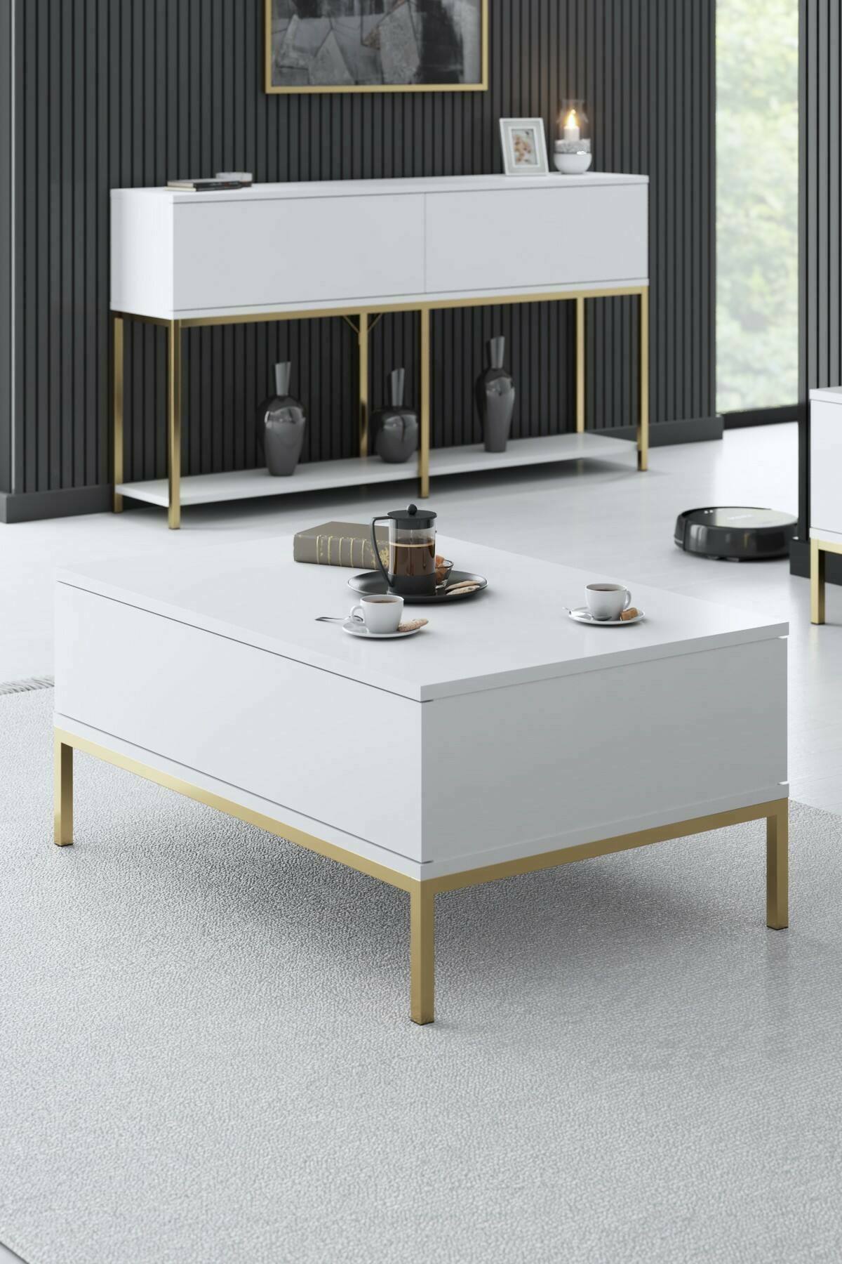 Mesa De Centro Baja Moderna IKAYAA - Roble Sonoma, Medidas 55 X 55 X 31 Cm, Diseño Contemporáneo